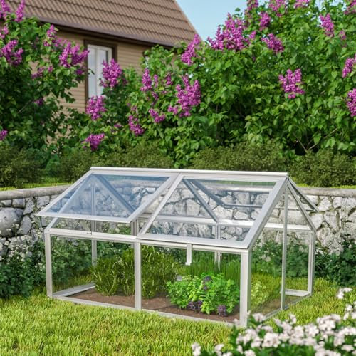 Vitavia Hochbeet Gamma, Aluminium Blank, 124 x 89 x 71 cm (ohne Unterbau), 3 mm ESG | Wetterfest aus Zincalume® | Ergonomisch & Rückenschonend | Schutz vor Schnecken & Unkraut | Perfekt für Gemüse