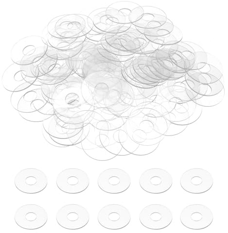 QUARKZMAN 120 Stück M10 PVC Flachdichtungen 10mm ID 30mm OD 1mm dick Plain Washer Grommets Kunststoff Blatt Dichtung Befestigungselement Dichtung Wasserschlauch Unterlegscheiben, Transparent