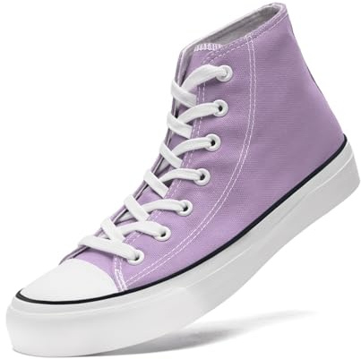 sharllen High Top Sneakers Damen Canvas Stoffschuhe Damen Atmungsaktive Turnschuhe Freizeit Leicht Stoff Schuhe Leinenschuhe Segeltuchschuhe(Purple 270 EU41.5)