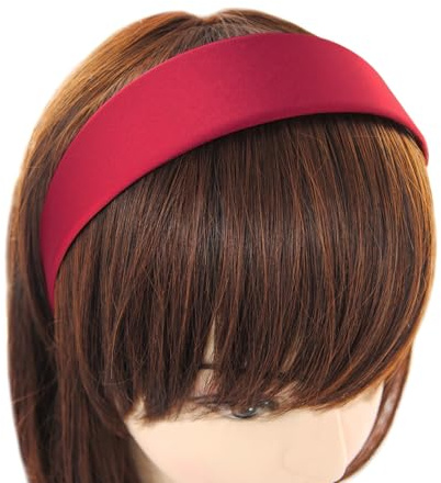 axy Breiter Haarreif mit Satin bezogen Haarband Vintage Klassik-Look Hairband Stirnband HRK1 (Rot)
