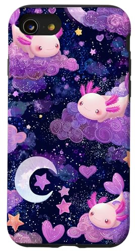 Cute Axolotl Clouds Stars Night Case for iPhone SE (2020) / 7 / 8