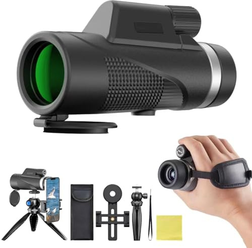 Sevitini Monocular, 12x50 Monocular Telescope, FMC BAK4 Prisma Monokular Fernglas, für sportveranstaltungen Vogelbeobachtung Reisen Jagd Konzert Sport im Freien (Schwarz)
