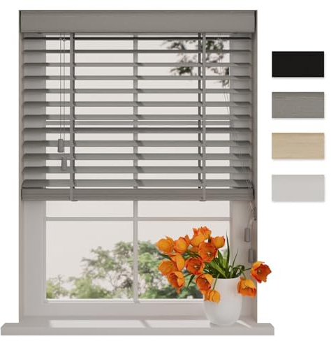 DTCH® Store vénitien Bambou intérieur, Gris Clair, 250 x 240 cm | Lamelles 50mm, bambou durable, protection solaire et visuelle, caisson acier avec couvre-joint, largeurs jusqu'à 250 cm