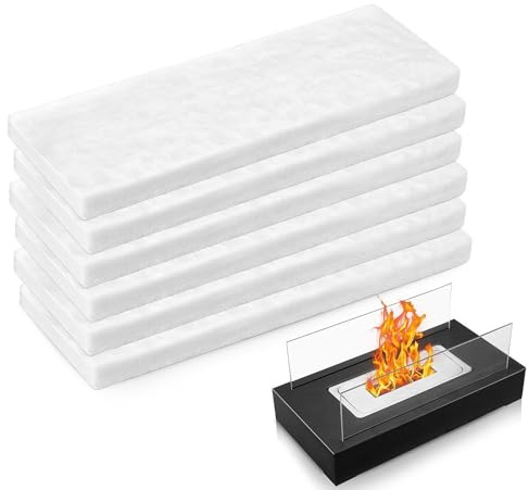 6 Stück Keramikwolle für Bioethanol 30 x 10 x 2 cm, Keramikschwamm Bioethanol Glaswolle Dämmung Kamin Schwamm Keramische Wolle für Spirituskocher Bioethanol Tischkamin