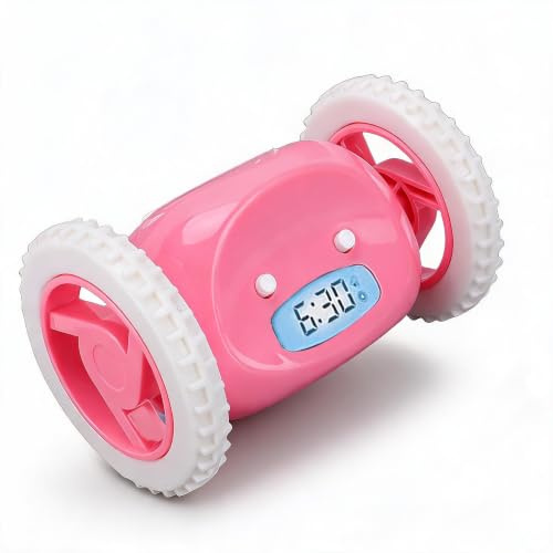 Extra lauter Wecker auf Rädern, rollender Vibrationswecker für Schwerstarbeiter, süßer digitaler Schlummerwecker für Kinder, Jugendliche und Erwachsene