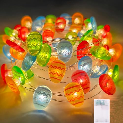 Mavouri Ostereier Lichterkette mit Timer, 3M 30 LED Ostern Lichterkette mit Timer, Osterlichterkette Batterie, Lichterketten Ostereier, Osterdeko Lichterketten für Easter Decoration, Ostern Deko