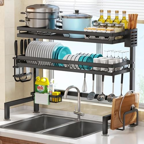 YOPOTIKA Kitchen Organiser Rack Space Saving Storage Shelf for Pantry | Extra storage for cookware jars spice pots and food packets helping tidy kitchen worktops cupboards and utility room corners