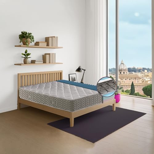 GEEMMA s.r.l. Matratze mit fester Einzelfederung, 100 x 200 cm, orthopädisch, umdrehbar, feste Seite/halbstarr, Massage, Höhe 21 cm, gegen Rückenschmerzen, antiallergischer Stoff – Modell Massage 21