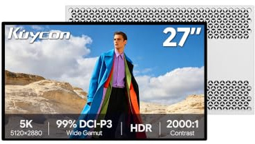 Kuycon G27P Monitor 27 Pulgadas 5K 5120x2880 Honeycomb sin Soporte | pantalla ordenador 10 bits 99% DCI-P3 USB-C 100W carga rápida AltMode DP para diseño video foto programación