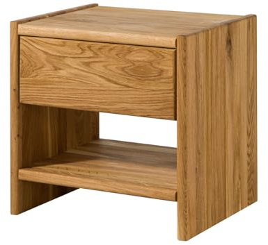 MASSIVMOEBEL24.DE Nachttisch Wildeiche Natur geölt TomMe #109 | 40x33x40 cm (BxTxH) 11 kg Modern montiert vollmassiv