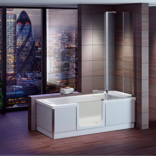 Personnes Âgées Baignoire avec Porte style 170 x 75 cm complet avec embout de douche et tablier