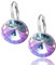 LillyMarie Donne argento Orecchini Argento vero multicolore viola Swarovski Elements originali Rotondi Sacchetto stoffa Regali per i partner