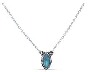 mantraroma Kette 925 Silber Edelstein Collier Silber Damen Sterling Silber Halskette Geschenk (MCO-011)