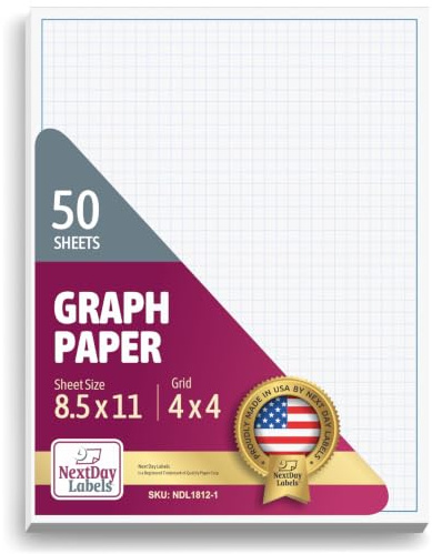 NextDayLabels Blueprint Grafikpapierblock, 8,5 x 11, 50 Blatt, 1 Stück | Entwurfspapier mit hoher Helligkeit. Perfekt für Zeichnungen, technische Zeichnungen und Planung. Hergestellt in den USA