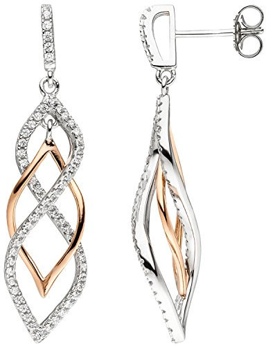 Jobo Damen-Ohrstecker aus 925 Silber Bicolor vergoldet mit Zirkonia