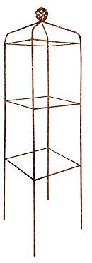 Square Garden Obelisk – Made of Raw Steel Designed to Rust or Plastic Coated in Black – Solid 1 Piece Structure - Made in the UK (Made of Raw Steel - Designed to Rust)