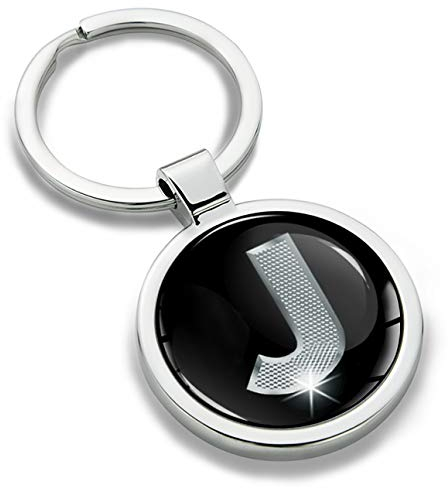 Biomar Labs® Schlüsselanhänger Buchstabe Metall Keyring Buchstaben Initialen Alphabet Autoschlüssel Geschenk Metall-Schlüsselanhänger Schlüsselbund Edelstahl Silber J, KK 10