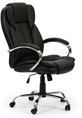 VS Venta-stock Bürostuhl Chefsessel Nixon Drehstuhl Computerstuhl Sitzhöhenverstellung Office Stuhl Polsterung, Schwarze Farbe