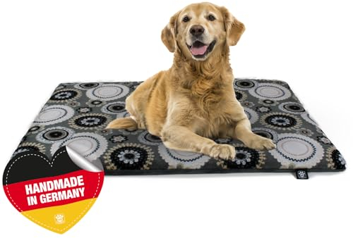 HS-Hundebett Made in Germany rutschfeste Hundedecke, Mandala Grau, 45 x 65 cm, für kleine & große Hunde I Flauschige Hundedecke, waschbar, trocknergeeignet mit 4 cm Polster-Füllung