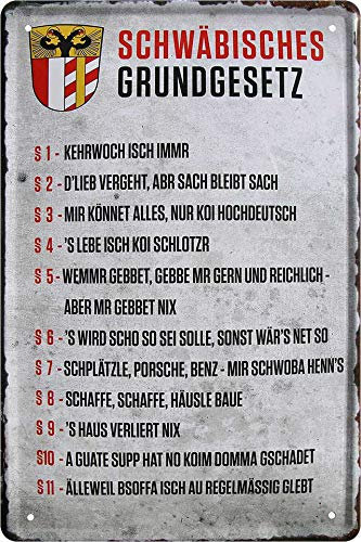 schilderkreis24 Blechschild 20×30 cm – „Grundgesetz“-Sprüche (Schwäbisches Grundgesetz)