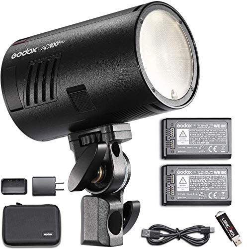 GODOX AD100 Pro Portable Flash Head With Spare Battery, 100Ws TTL HSS Magnetic Fit Lightweight Portable Compact Off-Camera Strobe Modelling Light Wireless Li-ion Battery AD100Pro Studio Photography