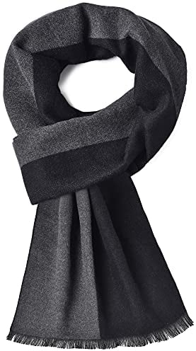 Koeie Men Winter Cashmere Scarf Thick Warm Wool Men's Scarves For Autumn Winter (Black & Grey)