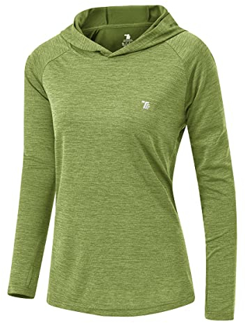 donhobo Damen UPF 50+ Sonnenschutz Hoodie Shirt Leichtgewicht Langarm Angeln Wandern Outdoor Sports Shirt (Frucht grün, XL)