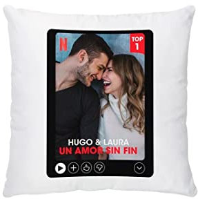 Made in Gift Personalisierbares Kissen, 40 x 40 cm, verschiedene Designs, mit Foto, Text und Namen, Druck auf dem abnehmbaren Bezug mit Füllung als originelles Geschenk (Top 1 Netflix)