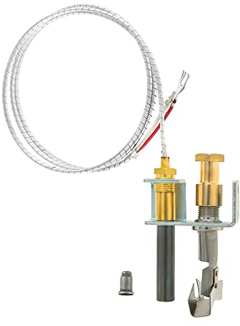TEENGSE Quemador piloto y conjunto de termopila de 750 milivoltios, cables propios de 36 pulgadas con cubierta de fibra de vidrio de aluminio para chimeneas, estufas de freidora, hornos de gas