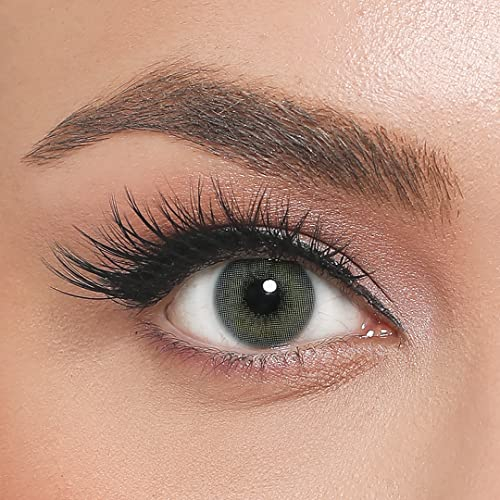 EL' AMORE farbige Kontaktlinsen SEA GREEN – AMORE SERIE, stark deckende Monatslinsen für 6 Monate, Dunkle Grau, Blau-Grüne Farblinsen, perfekt für dunkle Augen - 1 Paar