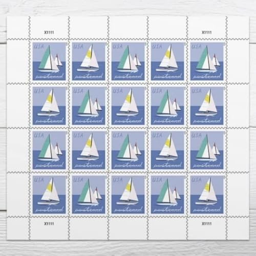 Sailboats Postcard Stamps (1 Sheet (20 Stamps)