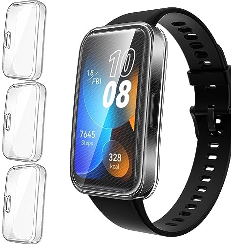 ivoler 3 Piezas Funda para Huawei Band 10 / Huawei Band 9 / Huawei Band 8, Cubierta Completa Protector de Pantalla Carcasa Protectora Transparente Suave TPU Silicona Caso Anti-Arañazos Case Cover