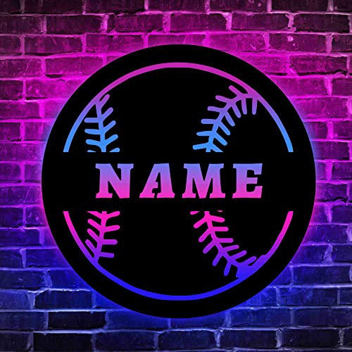 Personalisiertes Baseball Wandbild Aus Holz, LED Licht, Personalisiertes Softball Spieler Namensschild, Heimdekoration, Kinderzimmer Dekoration Geburtstag Weihnachtsgeschenke