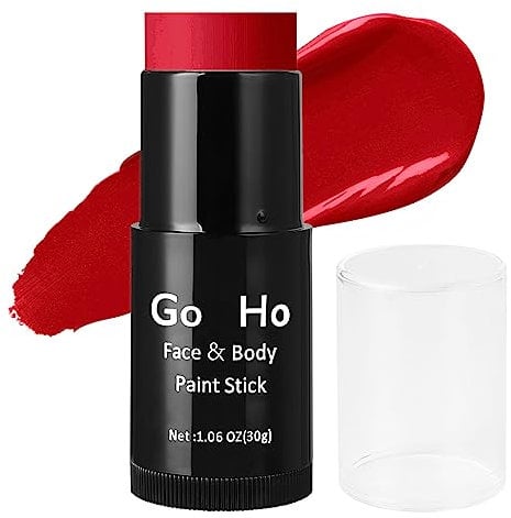 Go Ho Cream-Blendable Red Face Paint Stick (1.06 Oz),Red Full Body Paint Makeup Stick for Adults Children Halloween Cosplay Joker Clown SFX Makeup,Waterproof