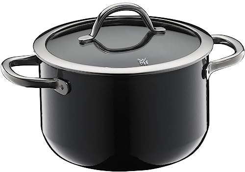 WMF Fusiontec Inspire - Olla grande (20 cm, tapa de cristal, 3,7 L, cerámica de alta tecnología, resistente a los arañazos, sin revestimiento), color negro