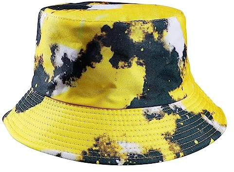 MILAKOO Batik Fischerhut doppelseitiger Eimerhut Herren Frauen Sommerhut für Outdoor Sonnenschutz Gelb