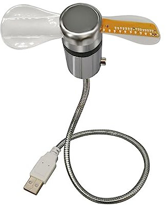 Colcolo Ventilatore Orologio a LED con Temperatura, Ventilatore Orologio USB, Ventola di Raffreddamento Flessibile Multiuso Personale Ventilatore a Collo di
