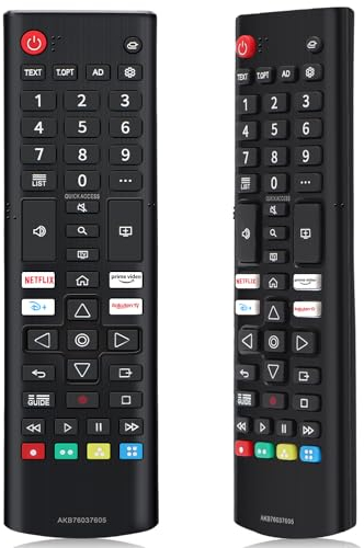 Alkia Universal Ersatz für LG Fernbedienung Anzug für LG AKB76037605 Smart 4K 8K NanoCell OLED LED UHD HDR TVs mit Netflix, Prime Video, Rakuten TV Tasten