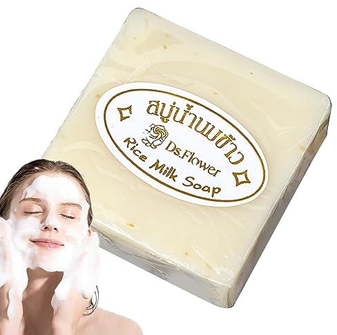Reismilch-Seifenstück - Natürliche feuchtigkeitsspendende Thai-Reisseife | Handgemachte Reisziegenmilch zur Hautaufhellung, Körper- und Gesichtsreinigung Novent