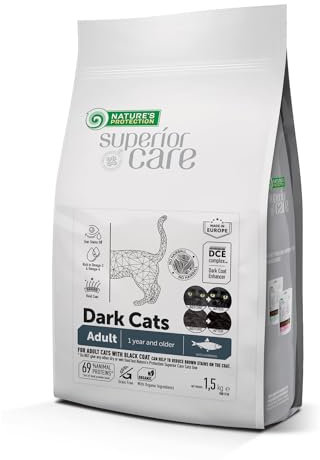 NATURE'S PROTECTION Katzenfutter Superior Care getreidefrei, Trockenfutter für dunkle Katzen, mit wertvollem Hering, für ausgewachsene Katzen Aller Rassen, Trocken Futter Cat Katze 1,5 kg.