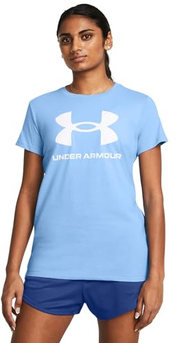 Under Armour Damen Live Sportstyle Graphic Short Sleeve Crew Neck T-Shirt, (465) Horizon Blue/White, Klein
