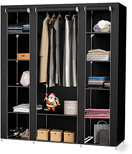 Armoire en tissu pliable pour vêtements résistante à la poussière Noir 175 x 150 x 45 cm