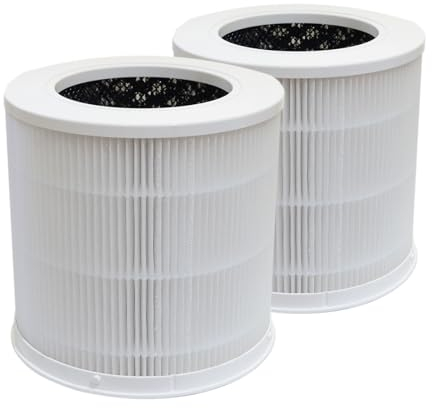 PUREBURG True HEPA Filter Compatible with Xiaomi Smart Air Purifier 4 Compact, H13 3-Stage Filtration, Activated Carbon, 2 in 1 Air Purification, Dust, VOCs, Odor, PM2.5, Smoke 2-Pack