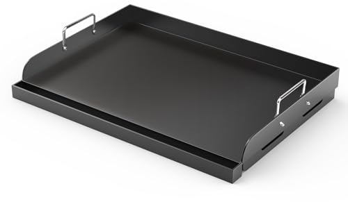 Barbqtime Grillplatte für Gasgrill, 43,2 x 33 cm, Universal-Grillplatte, flache Oberplatte mit abnehmbaren Griffen für Holzkohle/Gasherd, Antihaftbeschichtung, Grillplatte, Einsatz für Camping,