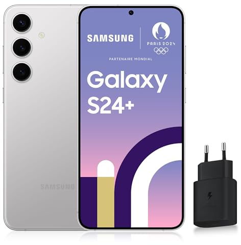 Samsung Galaxy S24 +, Smartphone Android 5G, 512 Go, Chargeur Secteur Rapide 25W Inclus [Exclusivité Amazon], Smartphone déverrouillé, Argent, Version FR