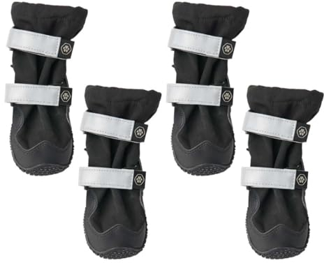 Spark Paws Wasserabweisende Hundeschuhe für mittelgroße und große Hunde, rutschfeste reflektierende Hundestiefel für Regen, Schnee, Wandern, 4er-Set - Black, D