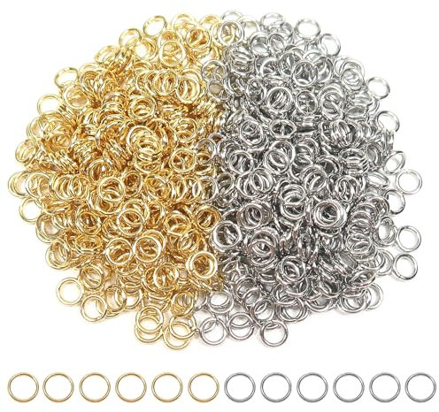 TOAOB 500 Stück Jump Ringe Spaltringe 4mm Edelstahl Gold und Silber Sprungringe Offene Biegeringe Verbindungsringe für DIY Schmuckherstellung Halsketten Armband Schlüsselanhänger