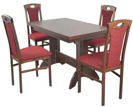 moebel direkt online Essgruppe 5-teilig Madrid mit Wangentisch nusbaum/Bordeaux