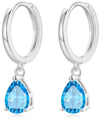 Ohrringe Silber 925 Hängend AAA Blau Zirkonia Creolen Ohrhänger Damen Frauen Schmuck Geschenk