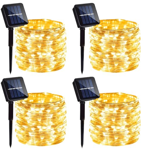 Danhh 4 Pack Solar Fairy Lights Outdoor 131Ft for Garden Patio (Warm White)